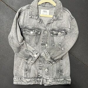 Zara Girls Grey Distressed Jean Jacket